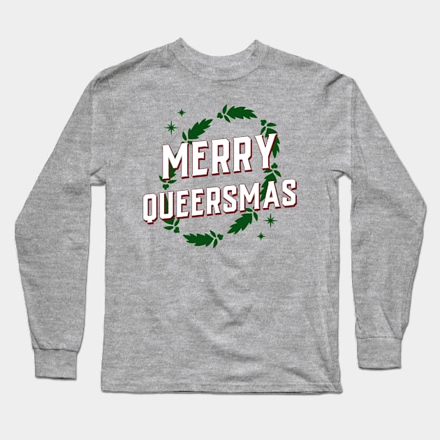 Gay Christmas: Merry Queersmas Long Sleeve T-Shirt by Synthwear